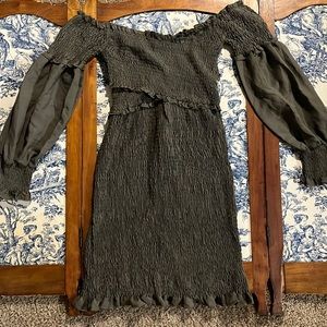 Green scrunched sun dress